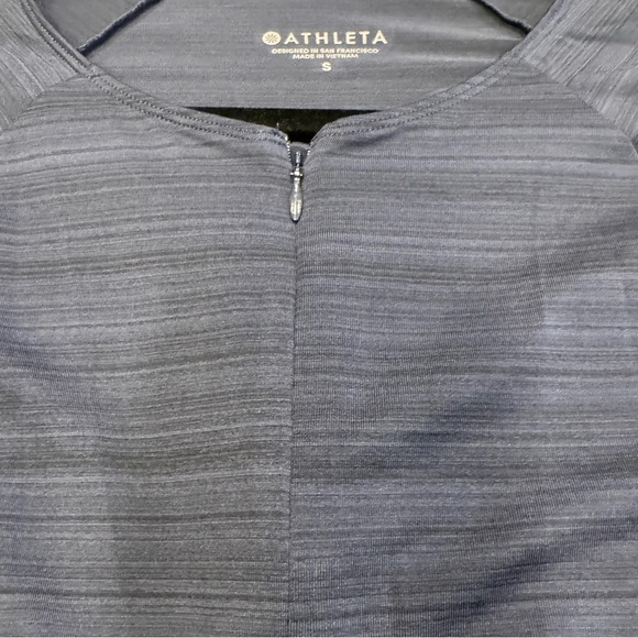 ATHLETA WOMENS BLACK 1/4 ZIP TOP THUMBHOLE RUCHED LONG SLEEVE SIZE S - Picture 7 of 9